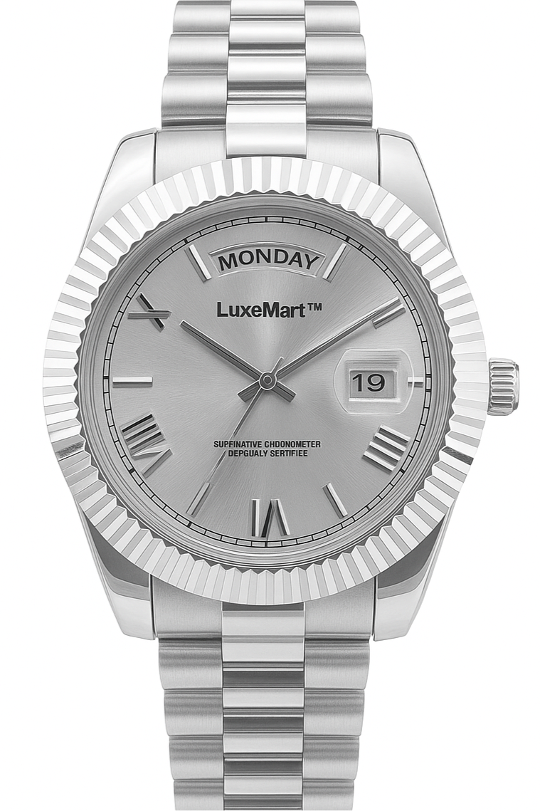 Reloj de Lujo LuxeMart™ – Esfera Plateada